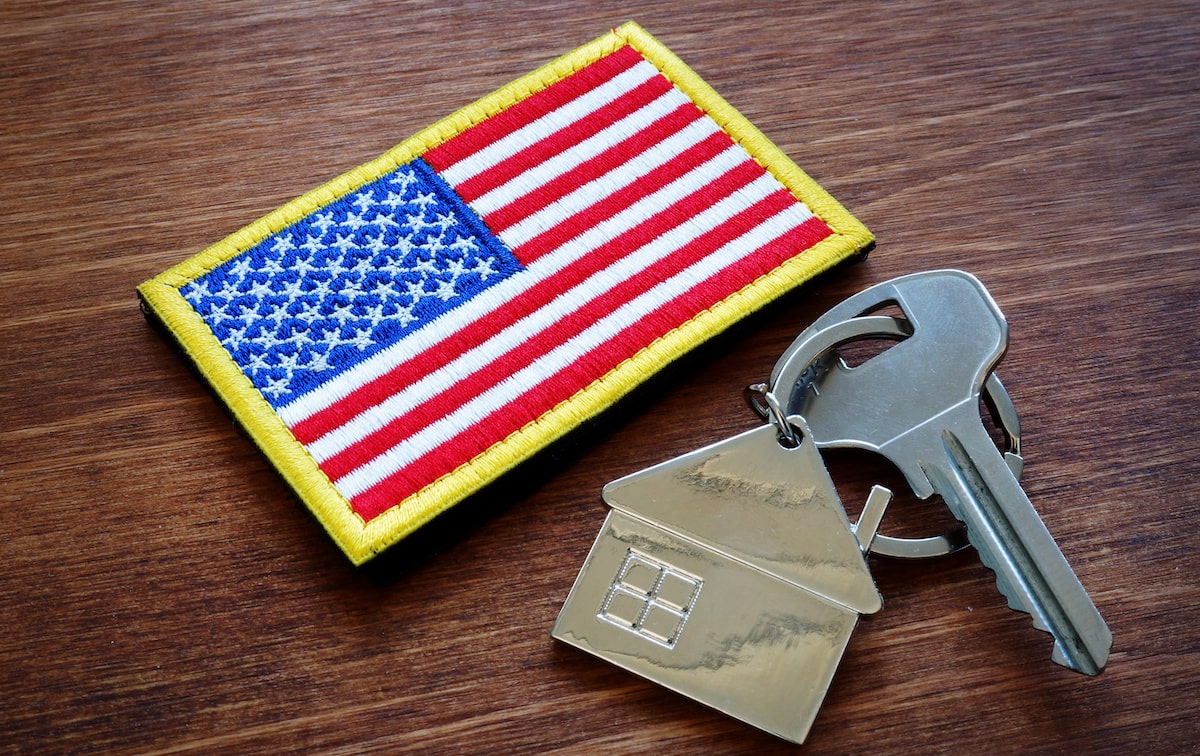 House keys next to American flag patch