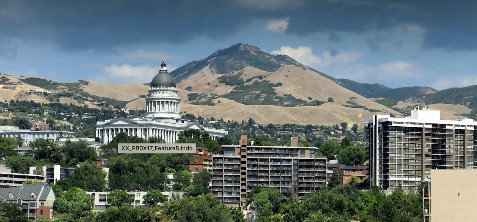 View of Salt Lake City skyline. 
