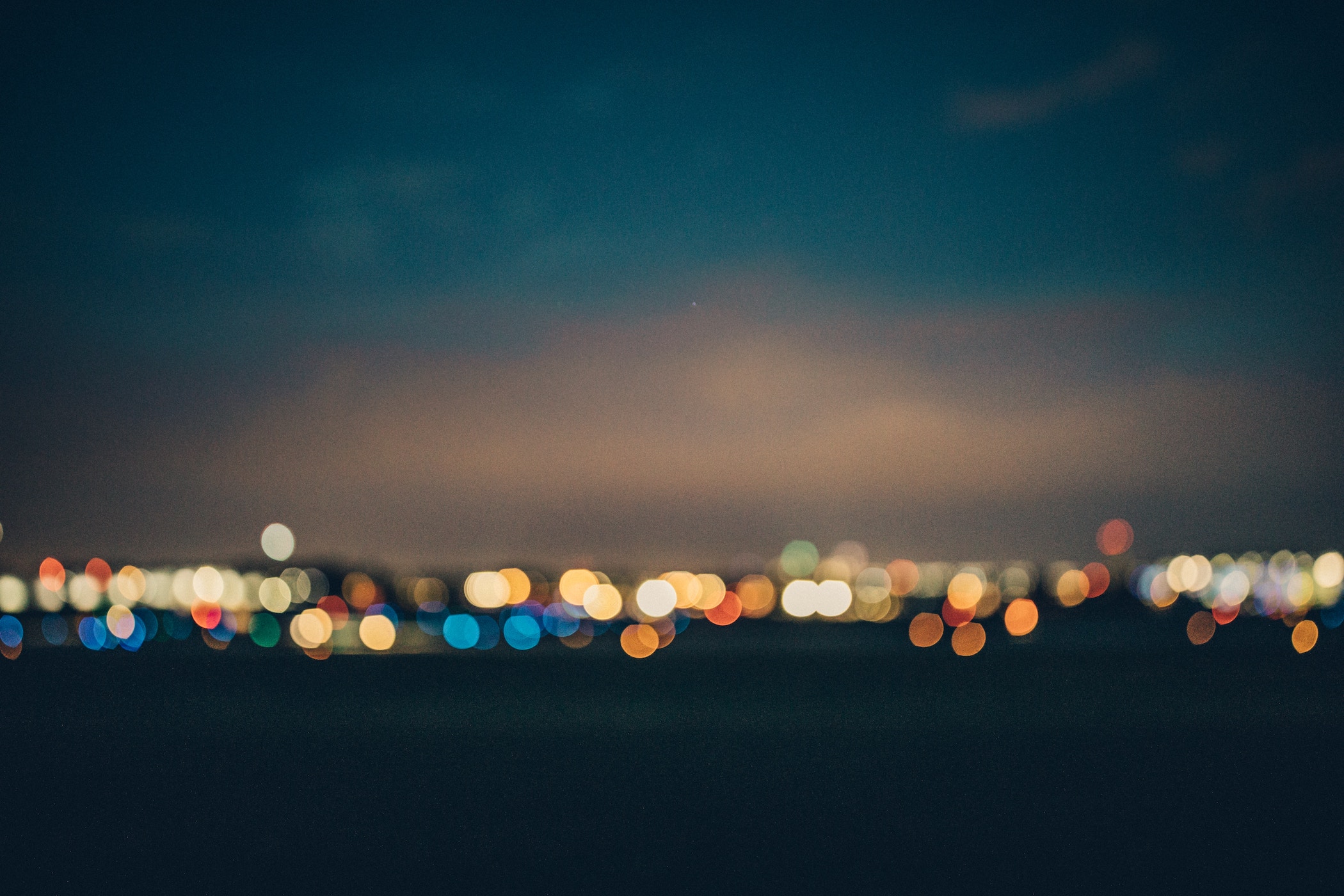 Blurry city lights at night