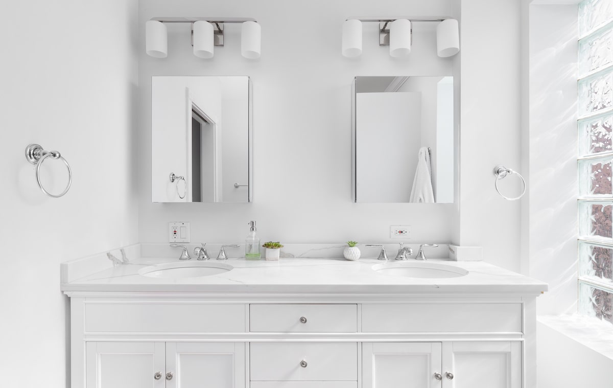 All-white modern bathroom vanity