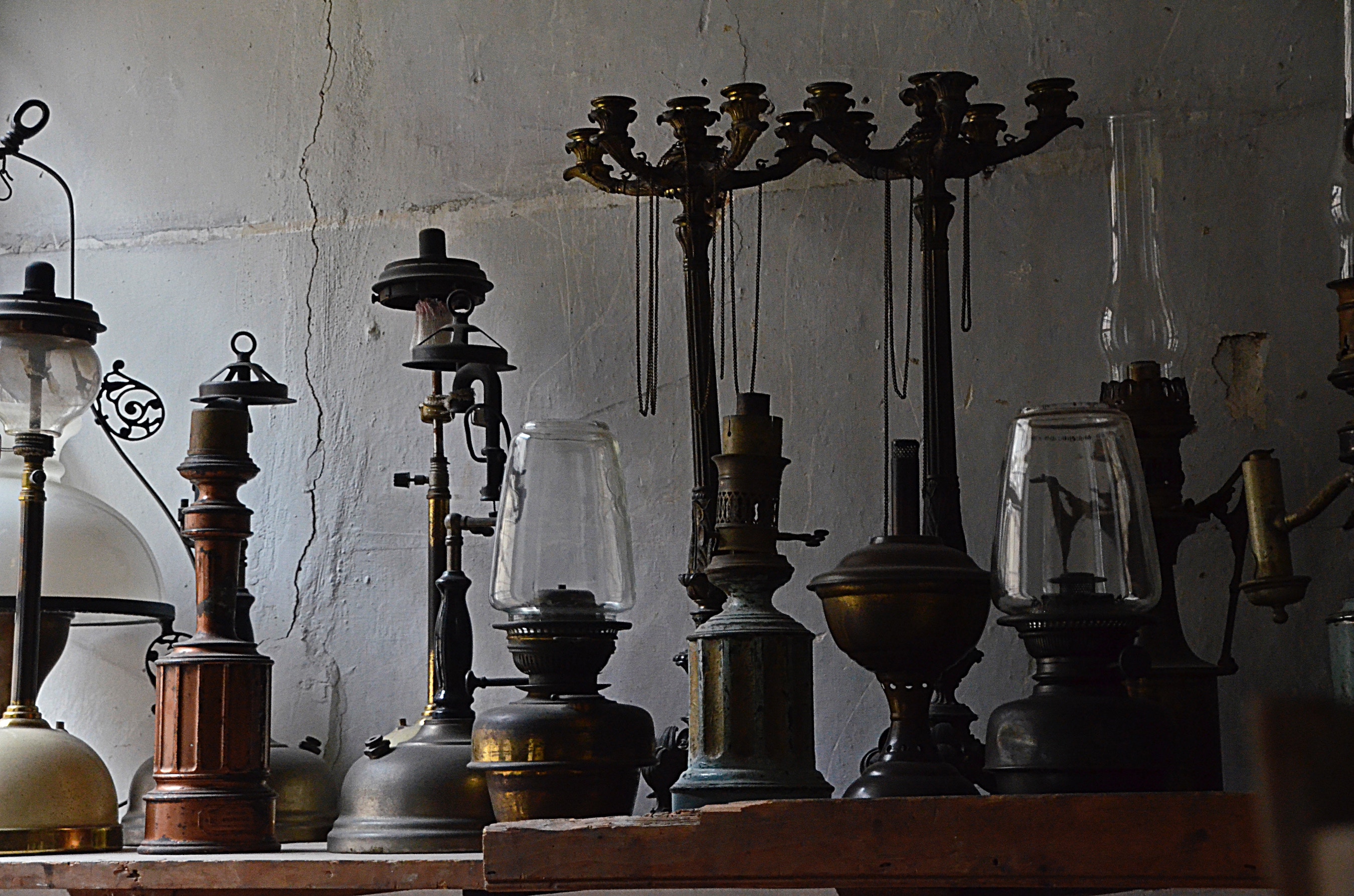 Salvaged candelabra and lighting for remodeling