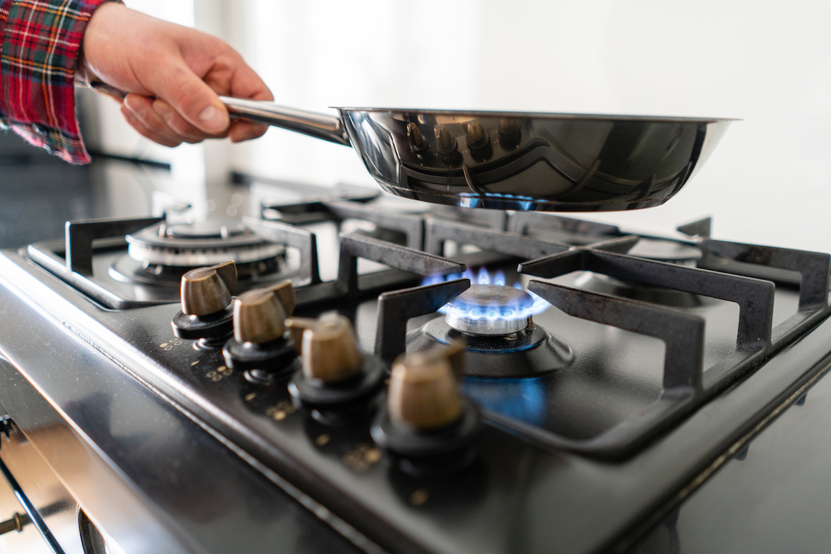 cooking on gas stovetop