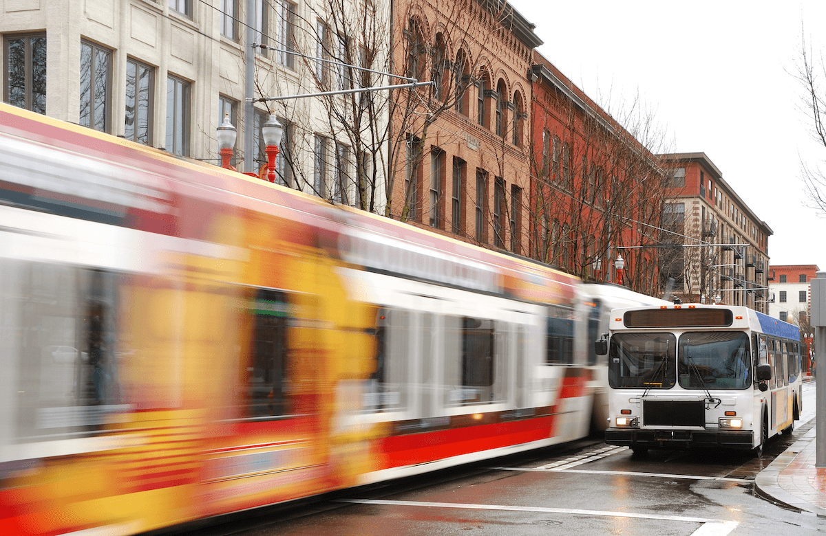 Rapid transit options in a downtown area