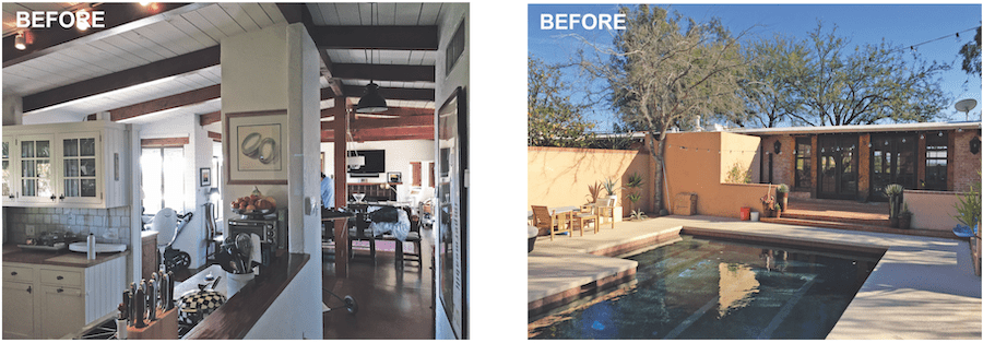 An interior and exterior view of 2023 BALA winner Saguaro Serenity before its remodel