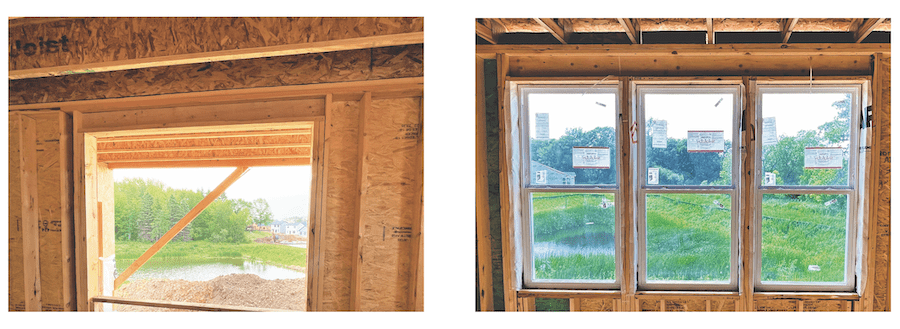 Advanced framing window header examples that reduce lumber waste