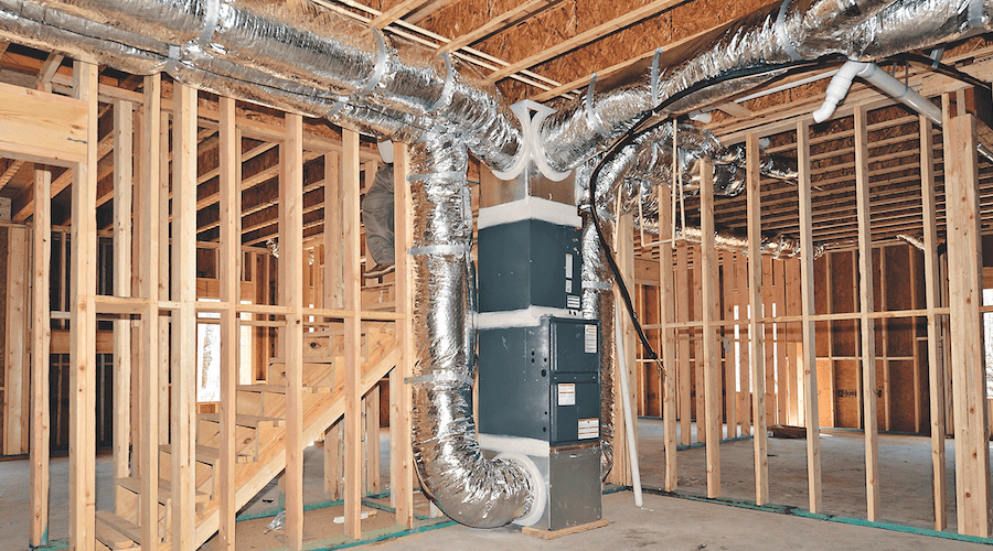 HVAC ducts installed in conditioned space in the basement