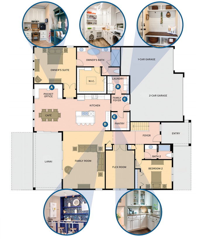 Home plan showing Housing Design Matters easy living design features for MasterCraft Builder Group