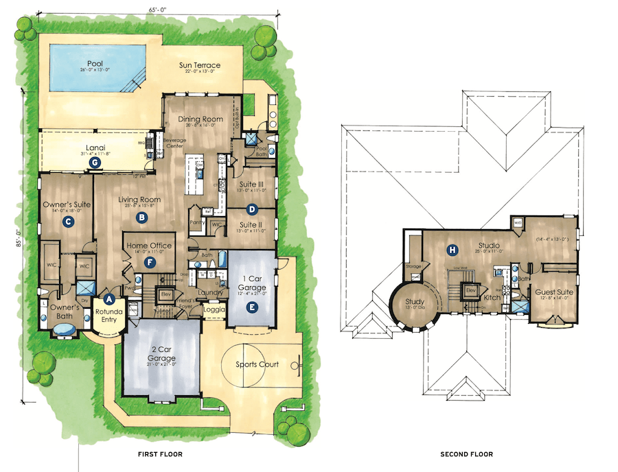 Floor plans for a multi-gen custom home design by the Evans Group