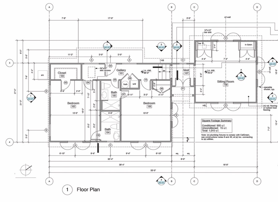 Floor plan for the Silverado guesthouse, a 2020 BALA winner