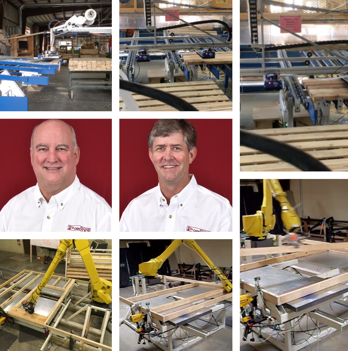 Jeff Williams and Walker Harris, co-founders of Williams Robotics, have adapted an auto assembly line robotic arm for homebuilding applications. Their robot assembles 2x4 or 2x6 stud walls ranging in height from 7 to 10 feet, while leaving rough openings for windows and doors. Images courtesy Williams Robotics 