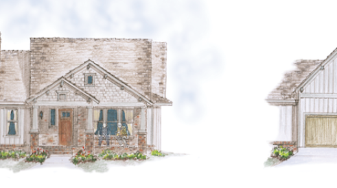 Old Mill Crossing home design front and garage elevations