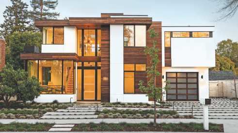 California custom home design Luminosa front elevation by architect Donald Ruthroff